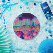 印象派の紫とホットピンクの風景 ペーパープレート (パーティー)