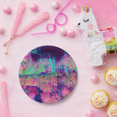 印象派の紫とホットピンクの風景 ペーパープレート (パーティー)