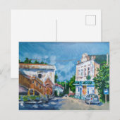 印象派の絵葉書 日の当たる街並み | 風景 ポストカード (正面/裏面)