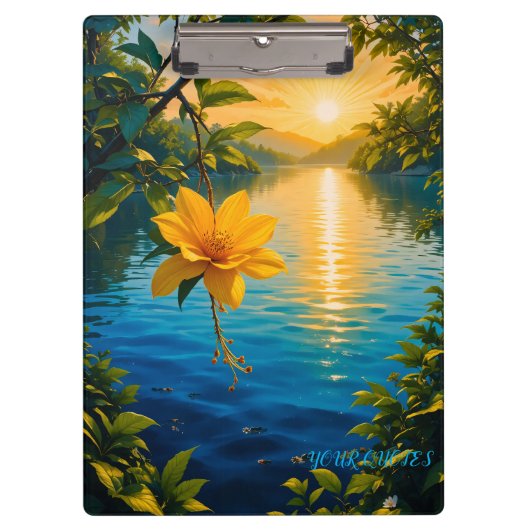印象派の自然芸術 - 夕焼けの金色の花 クリップボード (正面)