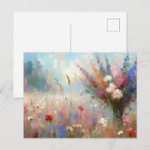 印象派の花畑の自然風景アート ポストカード (正面/裏面)