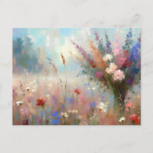 印象派の花畑の自然風景アート