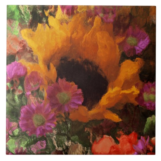 印象派の花花束 タイル (正面)