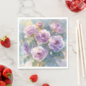 印象派の花 薄紫のバラ スタンダードランチョンナプキン (インサイチュ)