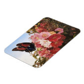 印象派の蝶とピンクの花 マグネット (左側)