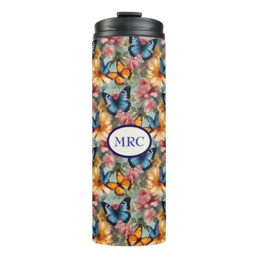 印象派の蝶と花 タンブラー (正面)