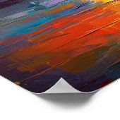 印象派の街灯 夜の都市の絵 ポスター (角)