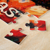 印象派の豚の赤いケシのパーソナライズされた花 ジグソーパズル (側面)