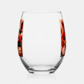 印象派の豚の赤いケシのパーソナライズされた花 ステムなしワイングラス (右)