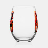 印象派の豚の赤いケシのパーソナライズされた花 ステムなしワイングラス (左)