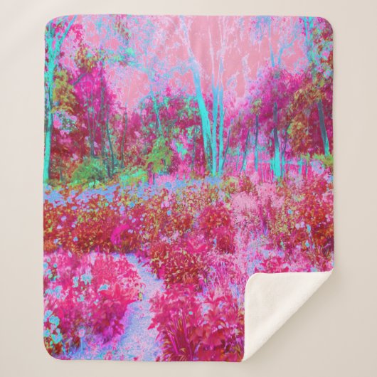 印象派の赤とピンクの庭園風景 シェルパブランケット (正面)