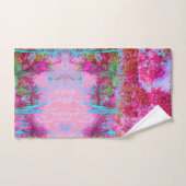 印象派の赤とピンクの庭園風景 バスタオルセット (ハンドタオル)