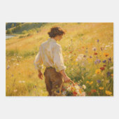 印象派の野の花摘み ラッピングペーパーシート (正面3)