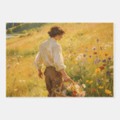印象派の野の花摘み ラッピングペーパーシート (正面2)