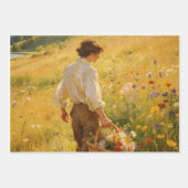 印象派の野の花摘み ラッピングペーパーシート (正面)