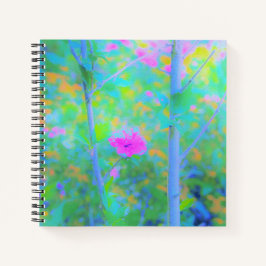 印象派の青い風景とピンクの花 ノートブック
