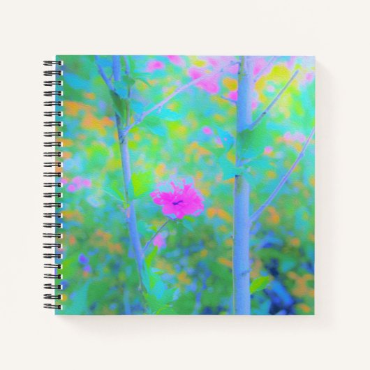 印象派の青い風景とピンクの花 ノートブック (正面)