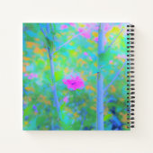 印象派の青い風景とピンクの花 ノートブック (裏面)