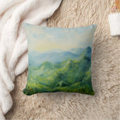 印象派の風景:緑豊かな森林山 クッション (ブランケット)