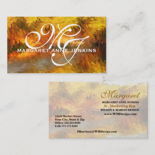 印象派の黄金のモノグラムの色合い 名刺 (正面/裏面)