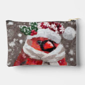 印象派の(鳥)ショウジョウコウカンチョウバードスカーフ&ハットで雪 アクセサリーポーチ (裏面)