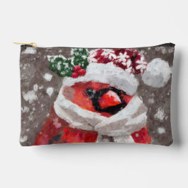 印象派の（鳥）ショウジョウコウカンチョウバードスカーフ&ハットで雪 アクセサリーポーチ