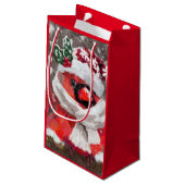 印象派の（鳥）ショウジョウコウカンチョウバードスカーフ&ハットで雪 スモールペーパーバッグ (裏面アングル)