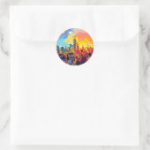 印象派はっきりしたの街並み ラウンドシール (バッグ)