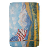 印象派アメリカ国旗と山 バスマット (正面縦)