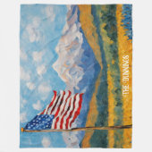 印象派アメリカ国旗と山 フリースブランケット (正面)