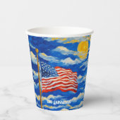 印象派アメリカ国旗 紙コップ (正面)