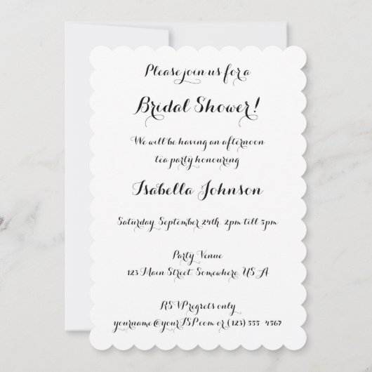 印象派アートアフターロンティーパーティーブライダルシャワー 招待状 (裏面)