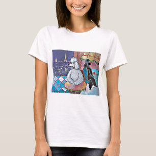 印象派アートプードルズパリカフェTシャツ Tシャツ