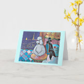 印象派アートプードルパリカフェカード カード (黄色い花)