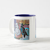 印象派アートプードルパリカフェマグカップ ツートーンマグカップ (正面左)