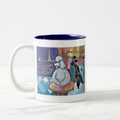 印象派アートプードルパリカフェマグカップ ツートーンマグカップ (左)