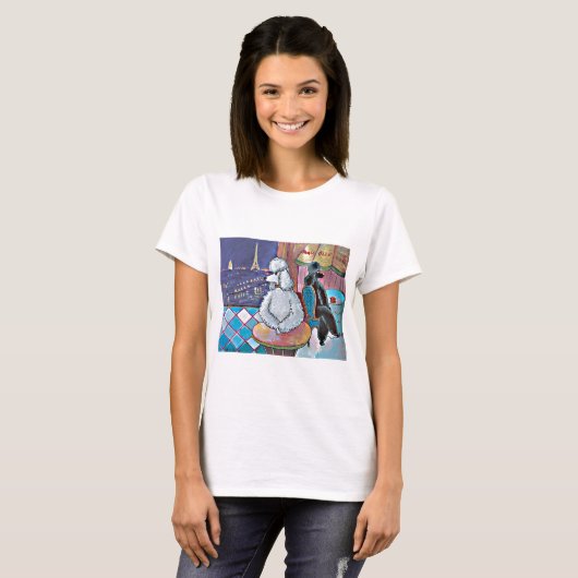 印象派アートプードルパリカフェTシャツ Tシャツ (正面フル)