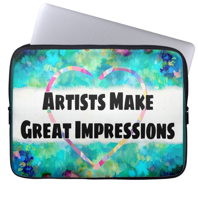 印象派アート引用文誇りを持った作家 ラップトップスリーブ (正面)