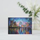 印象派オースティンシティダウンタ絵画ウン ポストカード (スタンド正面)