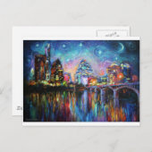 印象派オースティンシティダウンタ絵画ウン ポストカード (正面/裏面)