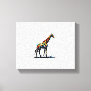 印象派カラフルスタイル動物愛好家キリン キャンバスプリント