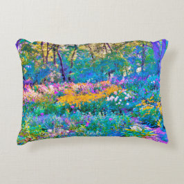 印象派カラフル庭園風景花 アクセントクッション