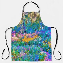 印象派カラフル庭園風景花 エプロン