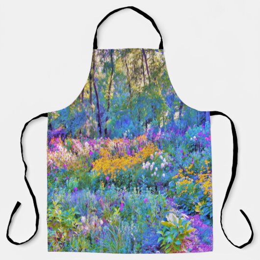 印象派カラフル庭園風景花 エプロン (正面)