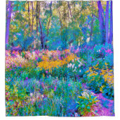 印象派カラフル庭園風景花 シャワーカーテン (正面)