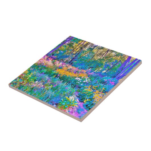 印象派カラフル庭園風景花 タイル (側面)