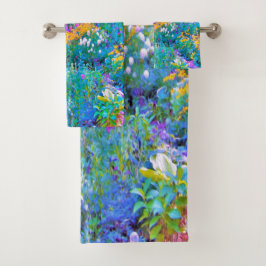 印象派カラフル庭園風景花 バスタオルセット