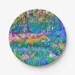印象派カラフル庭園風景花 ペーパープレート