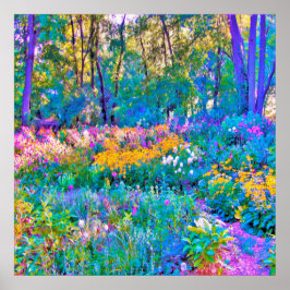 印象派カラフル庭園風景花 ポスター