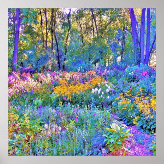 印象派カラフル庭園風景花 ポスター (正面)